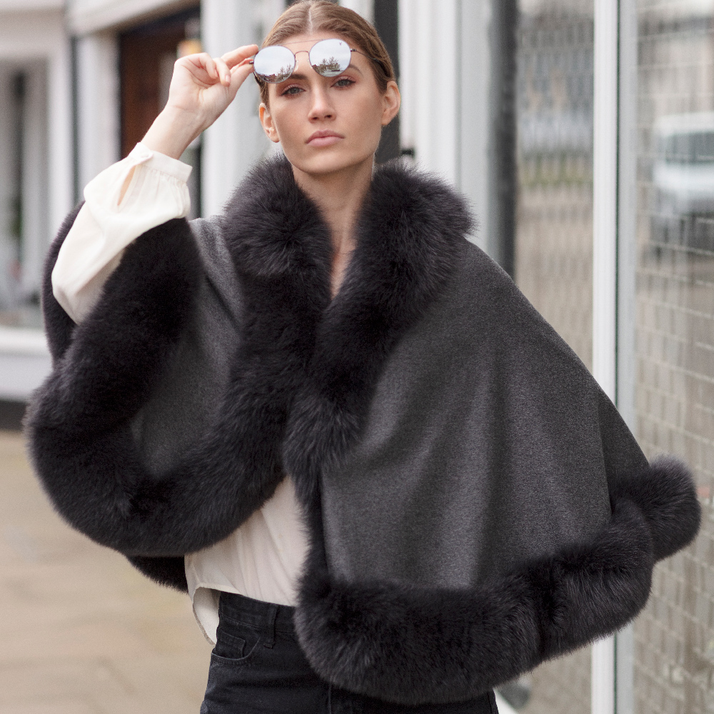 cashmere and fox fur coat