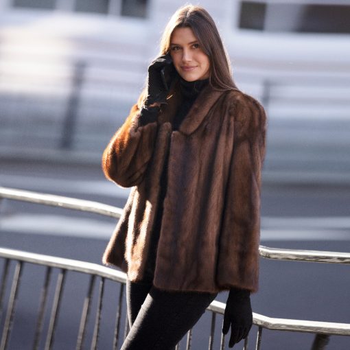 Evie Vintage Brown Mink Fur Jacket