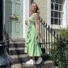 Bella Sleeveless Pistachio Green Cotton Chambray Midi Wrap Dress