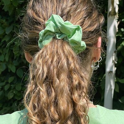 Sustainable Green Chambray Pure Cotton Hair Scrunchie
