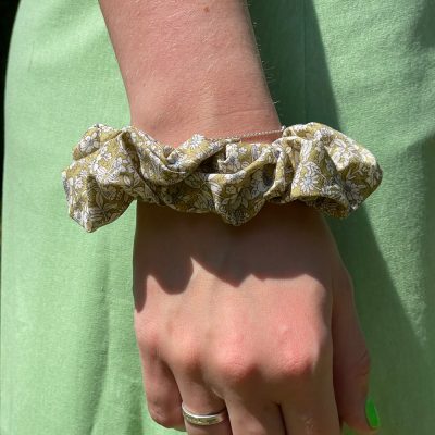 Sustainable Green Printed Pure Cotton Hair Scrunchie