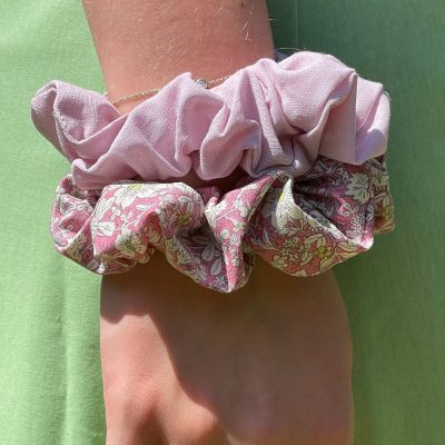 Pink Print Sustainable Pure Cotton Hair Scrunchie