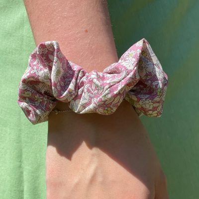 Sustainable Pink Printed Pure Cotton Hair Scrunchie