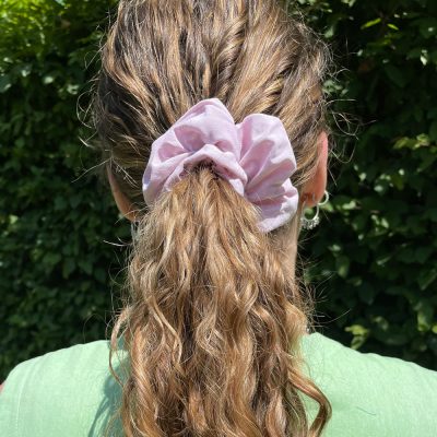 Sustainable Pink Chambray Pure Cotton Hair Scrunchie