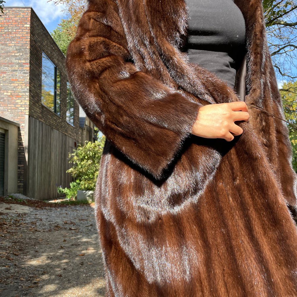 Mila 5 Vintage Dark Brown Mink Fur Coat