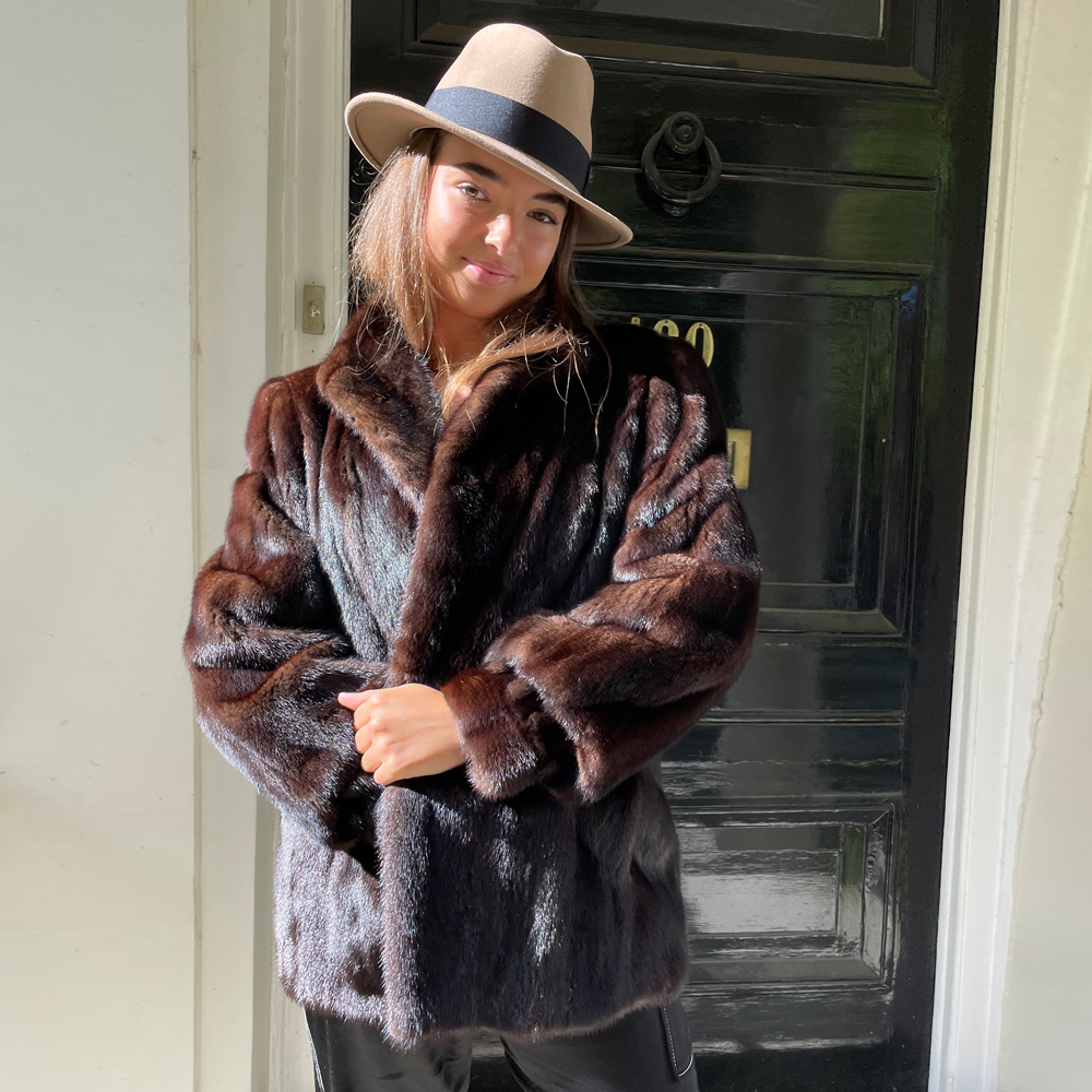 Sofia Dark Brown Mink Vintage Fur Jacket