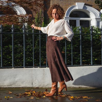 Louie Brown Suede Leather Skirt
