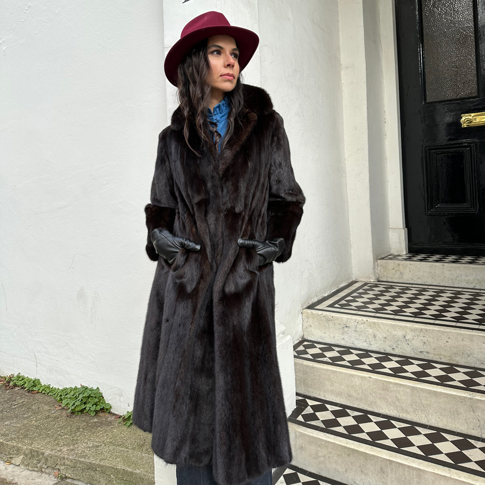Mila 7 Restyled Vintage Dark Brown Mink Fur Coat