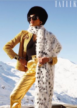 Janie Black Fox Fur Hat in Tatler Magazine