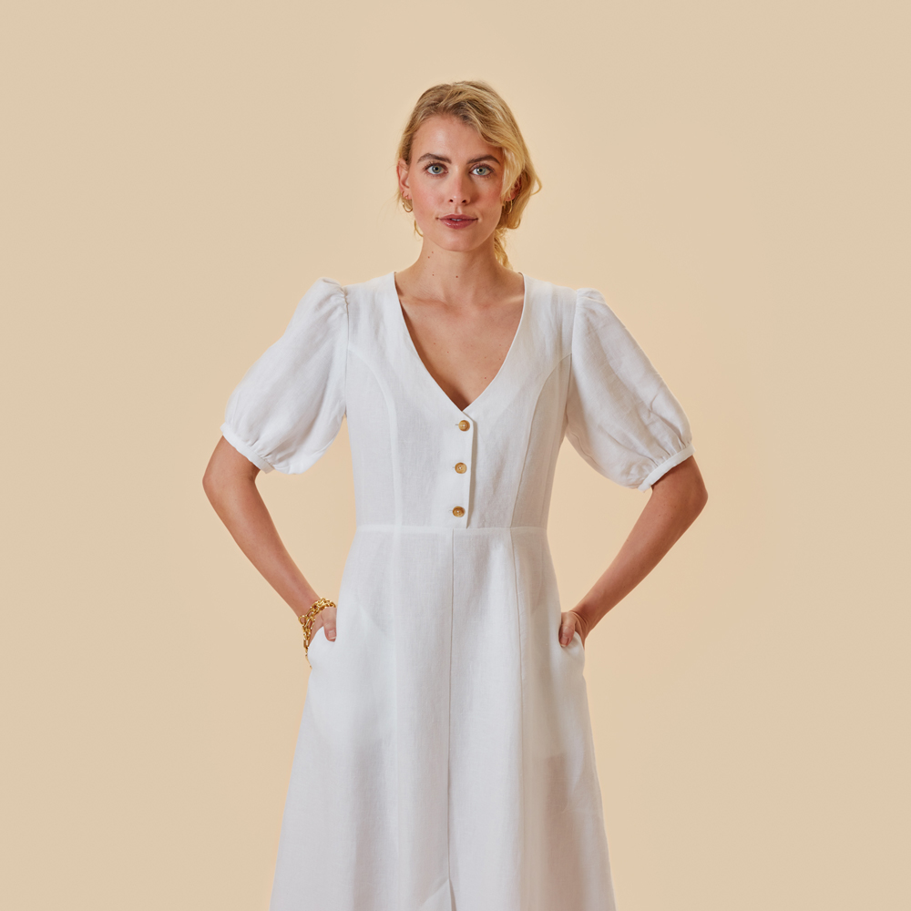 Margo White Linen Dress